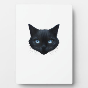 Black Cat Face Blue Eyes Graphic Tee Cat Men Women Plaque
