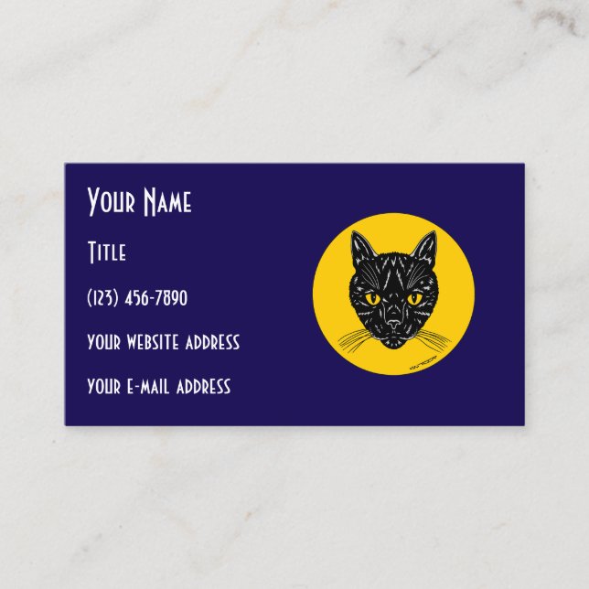 Black Cat Face Business Card (Front)