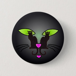 BLACK CAT FACE by SHARON SHARPE 6 Cm Round Badge