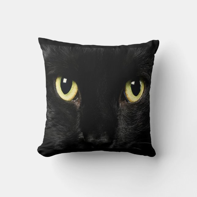 Black Cat Face Design Throw Pillow Home Decor (Front)