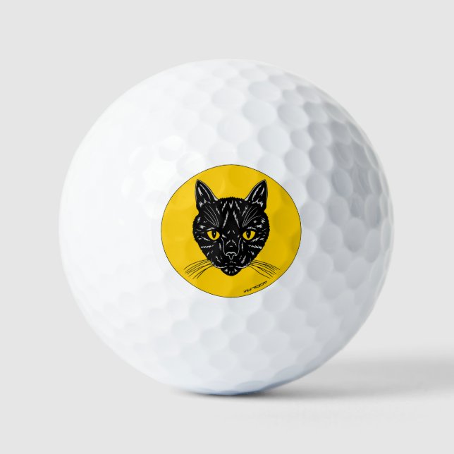 Black Cat Face Golf Balls (Front)
