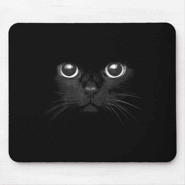 Black Cat Face Graphic Design Funny Cat Lovers Mouse Pad (Front)