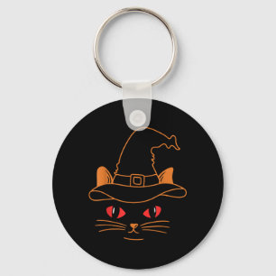 Black Cat Face Halloween Costume Key Ring