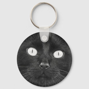 Black Cat Face Key Ring