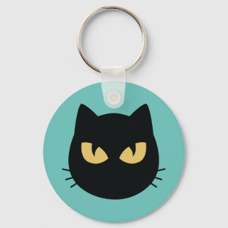Black Cat face  Key Ring