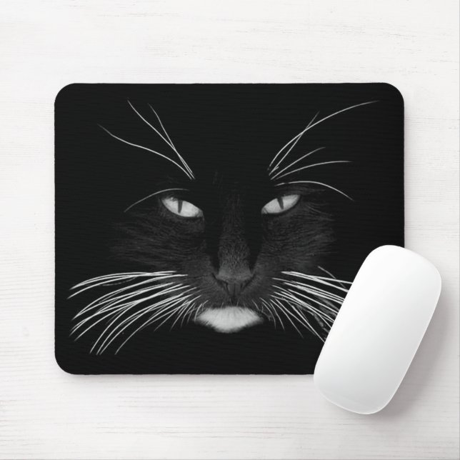 Black Cat Face Mouse Pad (With Mouse)