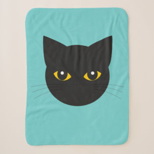 Black cat face sherpa blanket