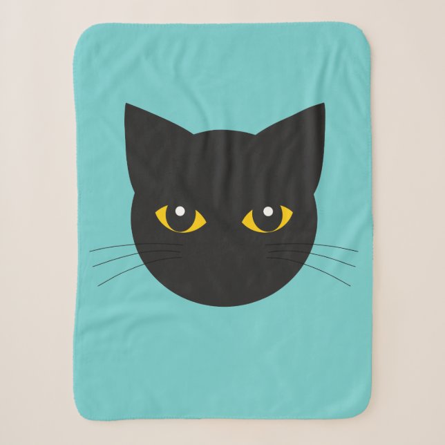 Black cat face sherpa blanket (Front)