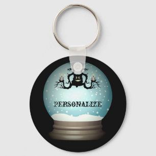 Black cat fall chandelier autumn snow globe key ring