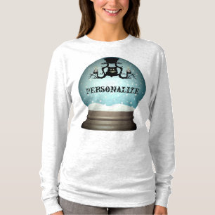 Black cat fall chandelier snow globe blue grey T-Shirt