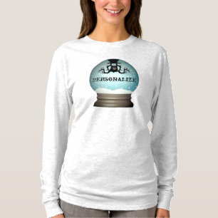 Black cat fall chandelier snow globe blue grey T-Shirt