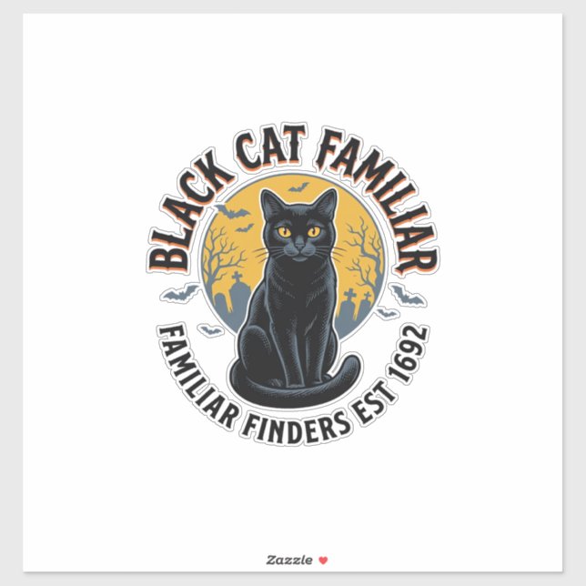 Black Cat Familiar Vintage Halloween Rescue Design (Sheet)