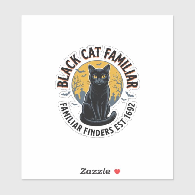Black Cat Familiar Vintage Halloween Rescue Design (Sheet)