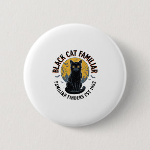 Black Cat Familiar Vintage Halloween Rescue Design 6 Cm Round Badge