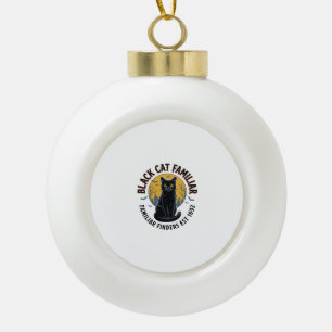 Black Cat Familiar Vintage Halloween Rescue Design Ceramic Ball Christmas Ornament