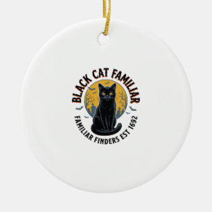 Black Cat Familiar Vintage Halloween Rescue Design Ceramic Tree Decoration