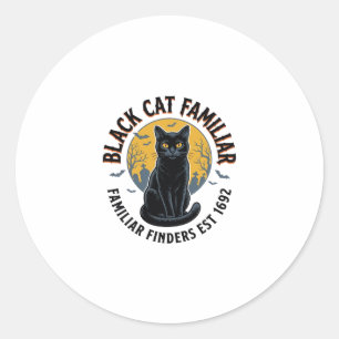 Black Cat Familiar Vintage Halloween Rescue Design Classic Round Sticker