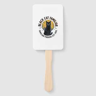 Black Cat Familiar Vintage Halloween Rescue Design Hand Fan