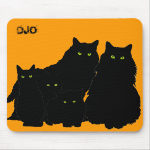 Black Cat Family Mouse Pad