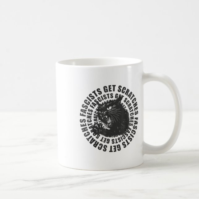 Black Cat Fascists Get Scratches Funny Cat Meme Ca Coffee Mug (Right)