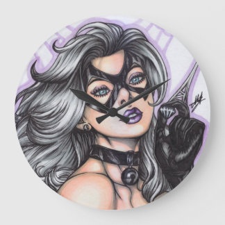 Black Cat ~ Felicia Hardy Large Clock
