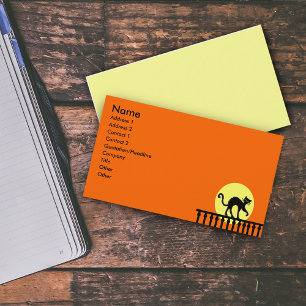 Black Cat Fence Moon Business Card