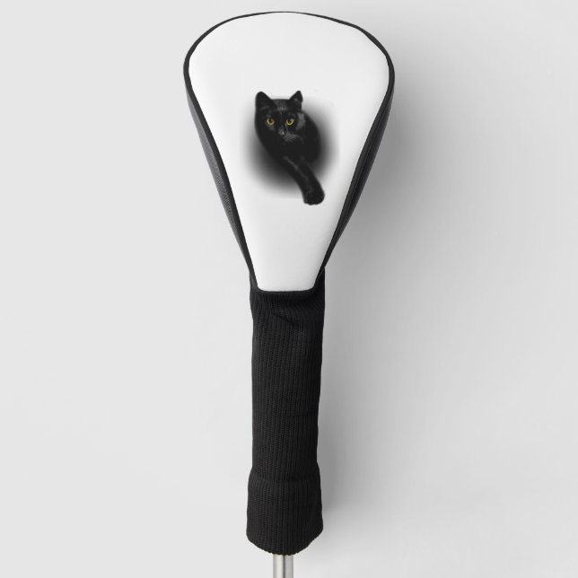 Black Cat Filing Nails Golf Head Cover (Front)