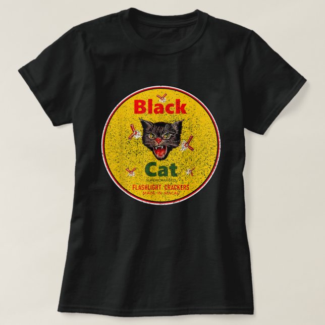 Black Cat firecrackers T-Shirt (Design Front)