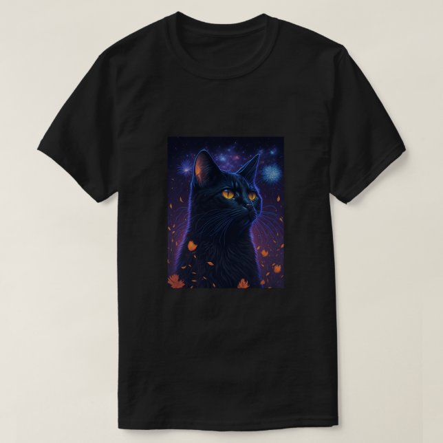 Black Cat Fireworks T-Shirt (Design Front)