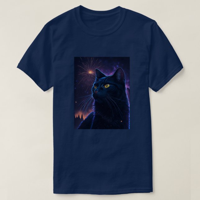 Black Cat Fireworks T-Shirt (Design Front)