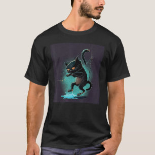 Black Cat Fishing Dabbing Dance 1 T-Shirt