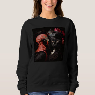 Black Cat Flamingo War Sweatshirt