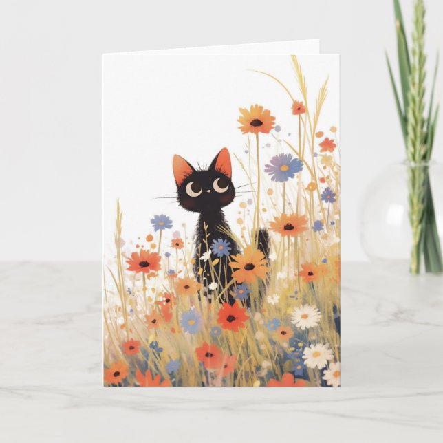 Black Cat Flower Retreat Card (Front)