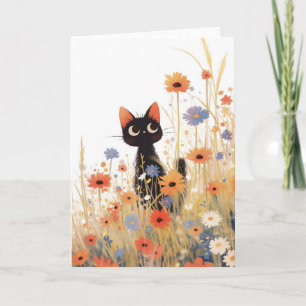 Black Cat Flower Retreat Card