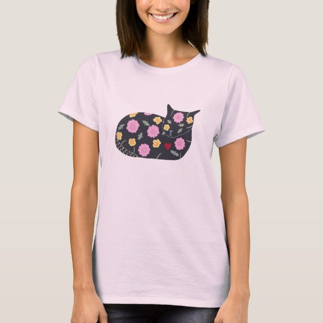 Black Cat Flowers Plants Cats Can Eat Shirts (Front)