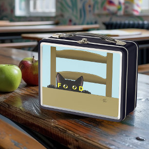 Black Cat Food Funny Metal Lunch Box