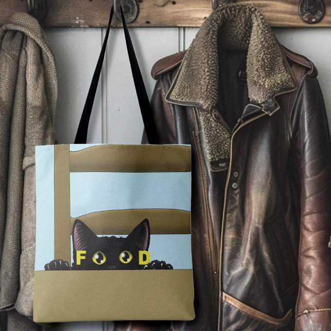 Black Cat Food Funny Tote Bag (Creator Uploaded)