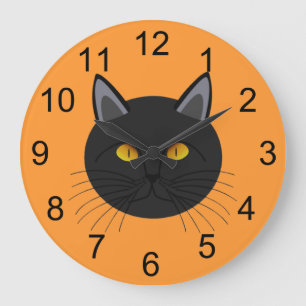Black Cat for Halloween Wall Clock