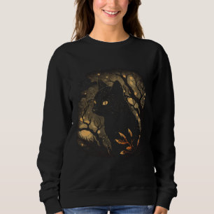 Black Cat Forest Graphic Tees Men Women Boys Girls