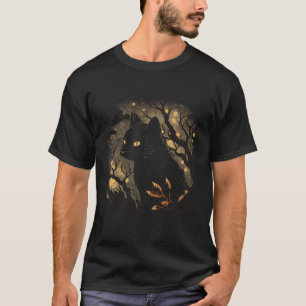 Black Cat Forest Graphic Tees Men Women Boys Girls