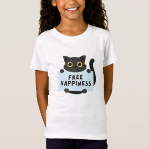 Black Cat & Free Happiness T-Shirt