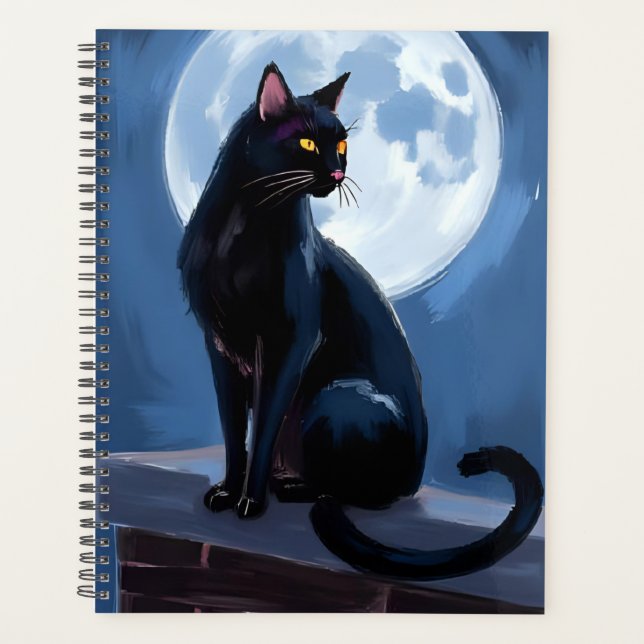 Black Cat | Full Moon Pet Painting Planner (Front)
