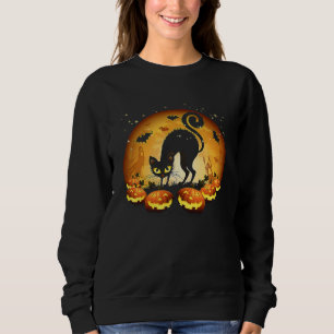 Black Cat Full Moon Scary Pumpkin Halloween T Sweatshirt