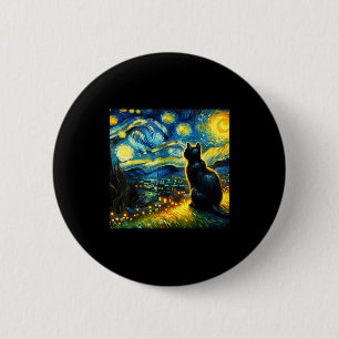 Black Cat Funny Cat Lover Mom Daddy Starry Night V 6 Cm Round Badge