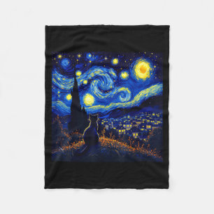 Black Cat Funny Cat Lover Mom Daddy Starry Night V Fleece Blanket