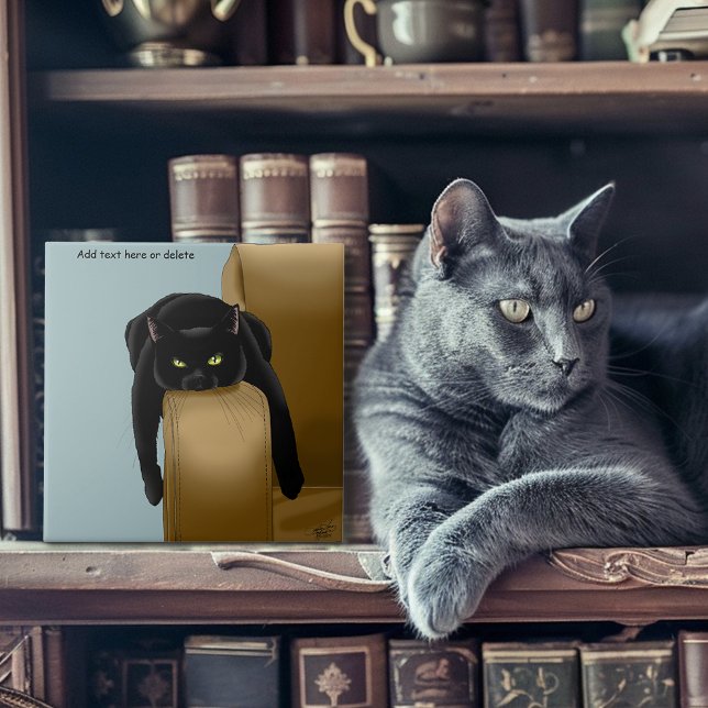 Black Cat Funny Sassy Blue Tile (Creator Uploaded)