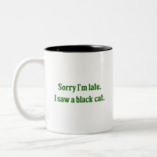 Black Cat Funny Two-Tone Coffee Mug