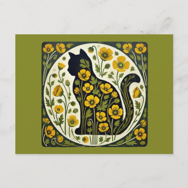 Black Cat Garden Postcard (Front)