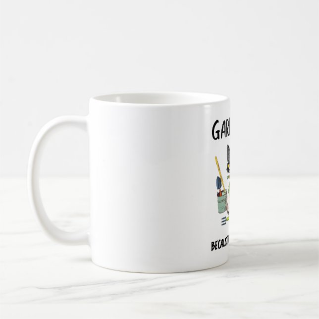 BLACK CAT GARDENING BECAUSE MURDER IS WRONG COFFEE MUG (Left)
