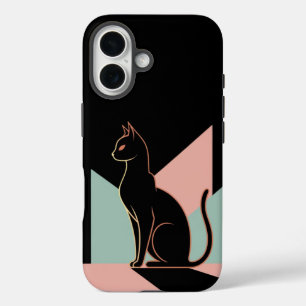 Black Cat Geometric  iPhone 16 Case